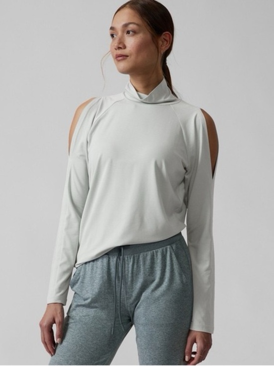 Athleta Tops - Athleta Cold Shoulder Turtleneck Long Sleeve Top | Coast Grey | Medium